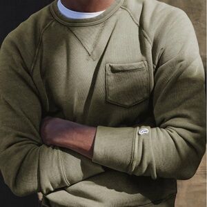 Champion x Todd Snyder Olive Green Crewneck Raglan Pocket Sweatshirt. Thick. EUC